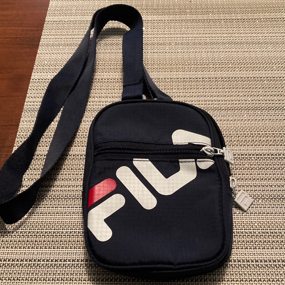 Fila Black Crossbody Sling with White and Red Logo